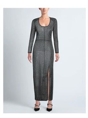 NWT Dimora Charcoal Leopard Print Sheer Maxi Dress US 4